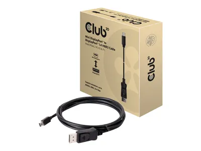 Zdjęcie produktu dla CLUB3D Mini DisplayPort to DisplayPort 1.4 HBR3 8K60Hz Cable, 2 Meter / 6.56 Feet, 2 m, Mini Displayport, Displayport, Męska, Męska, 7680 x 4320 px