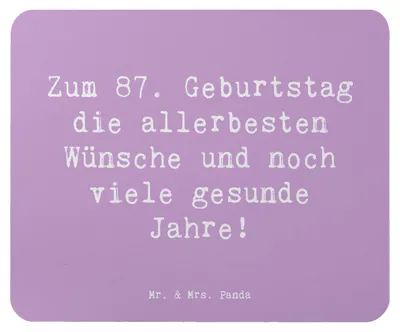 Produktbild von Mr. & Mrs. Panda Mauspad Spruch 87. Geburtstag - Lavendeltraum - Geschenk, Jubiläum 87 Jahre, laptop, Glückwunsch, Geburtstagsgrüße, herzliche Glückwünsche, Mousepad, alt