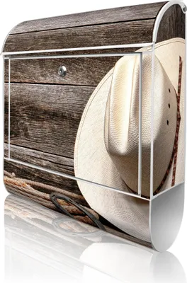 Produktbild von banjado Design Briefkasten Stahl weiß mit Zeitungsfach pulverbeschichtet "Linedance Set" 38x46x12,5cm & 2 Schlüssel - Postkasten A4 Einwurf inkl. Montagematerial [BK 11048]