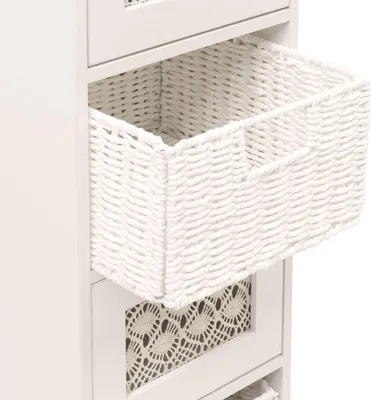 Obrázok produktu pre Komoda HWC-O75, zásuvková skrinka, 4 zásuvky košík zásuvky drevo melamín 82x30x30cm ~ prírodná-biela