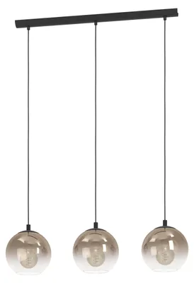 Obrázek produktu pro Závěsné svítidlo - 76,5 x 110 cm - se 3 žárovkami - měděná barva - černá - sklo - ocel