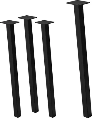 Produktbild von ML-Design 4er Set Tischbeine schräg 72 cm, Schwarz glänzend, aus pulverbeschichtetem Stahl, eckig, Profil 4x4 cm, I-Form, Möbelfüße Metall 96° Neigung