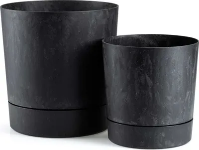 Zdjęcie produktu dla HowHomely | Sadzarka - Azalia - 2 sztuki - Czarny beton - Odporny na warunki atmosferyczne i minimalistyczny design