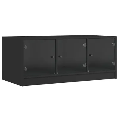 Produktbild von Couchtisch mit Glastüren Schwarz 102x50x42 cm