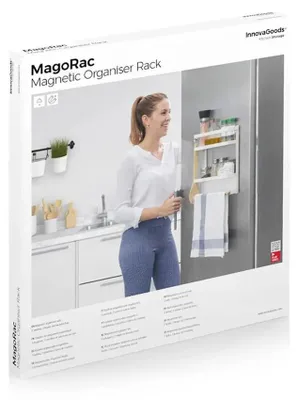 Produktbild von InnovaGoods - MagoRac Magnetisches Organisationsregal, vielseitig und stabil, ideal für Küche und Bad, hält bis zu 5kg, mehrfarbig, Standard, Holz