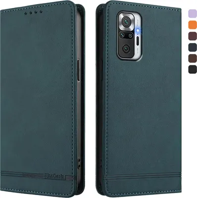 Produktbild von Hülle für Xiaomi Redmi Note 10 Pro/Note 10 Pro Max, Retro Kunstleder Ständer Klapphülle mit Kartenfächer und Magnetische Grün