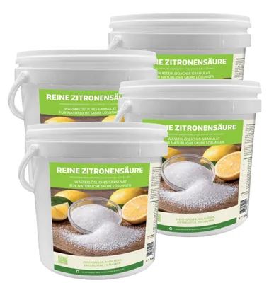 Produktbild von REINES ZITRONENSÄURE - Natürlicher Kalkentferner, Weichspüler und vielseitiger Entkalker - 5KGx4Pz