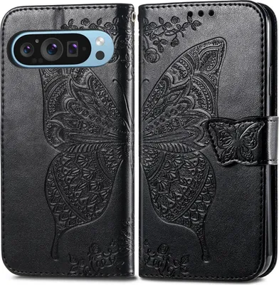 Produktbild von Mobigear Butterfly Schutzhülle für Google Pixel 10 Pro XL – Klapphülle/Etui mit Geldbörsenfunktion – Schwarz