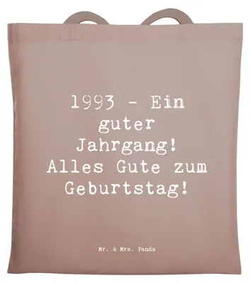 Produktbild von Mr. & Mrs. Panda Tote Bag Spruch 1993 Geburtstag - Braun Pastell - Geschenk, Tragetasche, Ein guter Jahrgang, Tasche, feiern, liebevolle Geschenke, festivaltasche, canvas