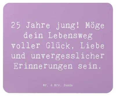 Produktbild von Mr. & Mrs. Panda Mauspad Spruch 25. Geburtstag Glück - Lavendeltraum - Geschenk, Geburtstagsgeschenk, pc, Mousepad, mausunterlage, Mouse Pad, Happy Birthday, Liebe