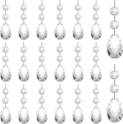 Produktbild von Belle Vous Glaskristalle zum Aufhängen Kronleuchter Kristall Perlen Anhänger Tropfen (20er Pack) - 8,6cm - Deko Kristall Anhänger Perlen für