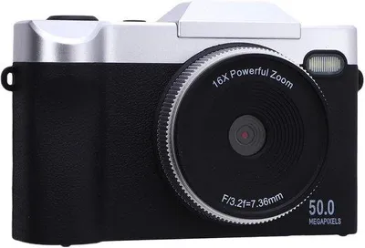 Produktbild von Digitale 50 MP Kompaktkamera mit 16x Zoom, 2,4 Zoll 180° Drehbildschirm, Schwarz, inkl. 32 GB Speicherkarte
