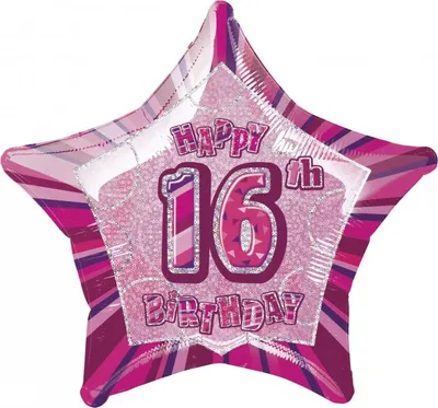 Produktbild von 16. Geburtstag Folienballon Stern pink