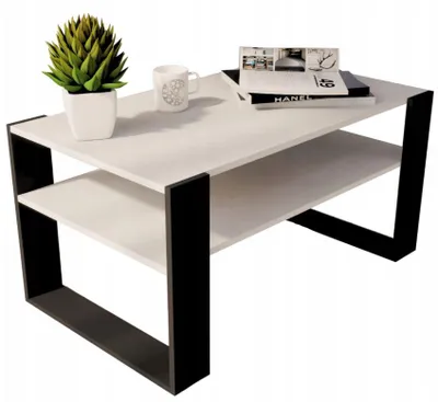 Produktbild von Couchtisch Weiß 90x50 Cm Loft Retro Wohnzimmertisch