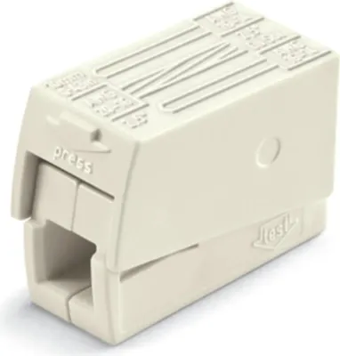 Immagine prodotto di Morsetto per lampade Wago a 2 conduttori, 0,5-2,5 mm², bianco, confezione da 100 pezzi.