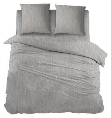 Image de Housse de couette 200x200/220 cm avec 2 taies d'oreiller - Gris