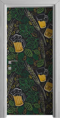 Produktbild von Tür Selbstklebende 90x210 cm Türfolie Türtapete Klebefolie - Bier Hopfen Becher