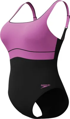 Produktbild von Speedo Contour Eclipse Shaping Badeanzug Damen mit verstellbaren Trägern, Farbe:Schwarz-Violett, Größe:46
