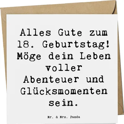 Produktbild von Mr. & Mrs. Panda Grußkarte Spruch 18. Geburtstag - Weiß - Geschenk, Glückwunschkarte, Happy Birthday, Geburtstagsgeschenk, faltkarte, anlasskarte, Klappkarte, doppelkarte