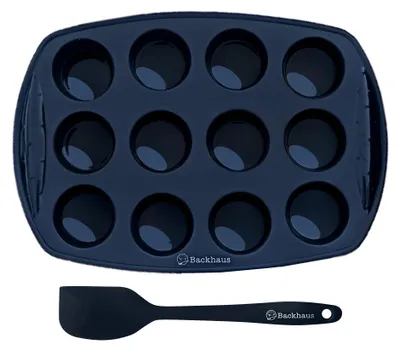 Silikon-Mini-Muffinvorm, 12 Mulden, antihaftbeschichtet, ofenfest, schwarz