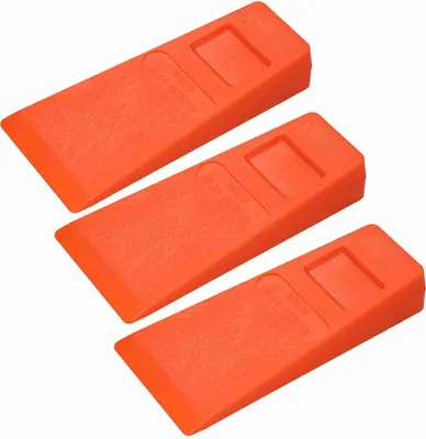 Produktbild von 3 Stück 14 cm orangefarbene Kunststoff-Fällkeile, Baumfällkeile, Holzschneidwerkzeuge