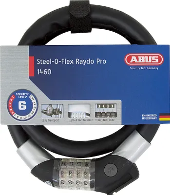 Produktbild von ABUS Kabelschloss Steel-O-Flex Raydo Pro 1460/85 TexKF - Fahrradschloss-Set mit Halterung TexKF für den Rahmen des Fahrrads - 20 mm - ABUS Sicherheitslevel 6 - Schwarz