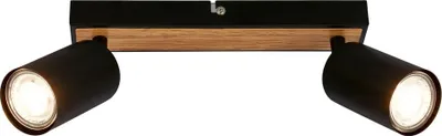 Produktbild von Deckenlampe schwenkbar, GU10 Fassung, max.9W, Deckenstrahler, Wohnzimmerlampe, Schlafzimmerlampe, Küchenlampe, Deckenleuchte, 25,5cm, Schwarz-Holz