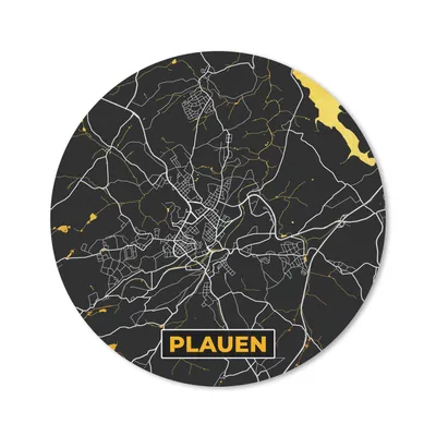 Produktbild von MuchoWow® Mauspad Mousepad Deutschland - Schwarz und Gold - Plauen - Stadtplan - Karte 20x20 cm - Mousepads - Maus Mat - Pad - Mausunterlage - Schreibtischmatte