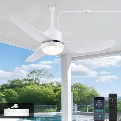 Deckenventilator mit Licht, 106 cm, IP65, dimmbar, Fernbedienung