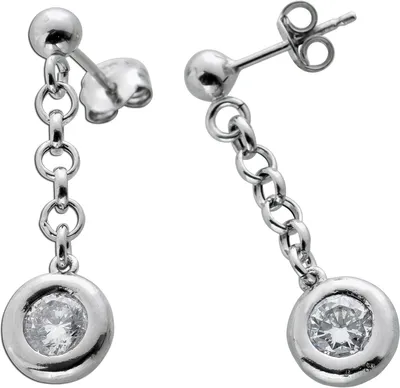 Produktbild von Ohrstecker Silber 925 Solitär Zirkonia rhodiniert