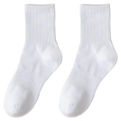 Produktbild von 1 Paar Uni-Socken für Herbst und Winter, mittelhoch geschnitten, einfarbig, feuchtigkeitsabsorbierend, dehnbar, gestrickt, für Damen und Herren, ideal für den täglichen Gebrauch