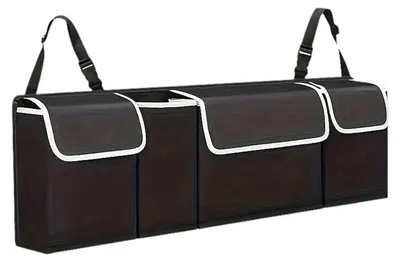 Image de Organisateur de siège arrière pour voiture, en tissu Oxford noir, avec plusieurs poches multifonctionnelles