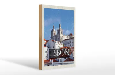Produktbild von Holzschild Reise 20x30cm Lisbon Portugal Architektur