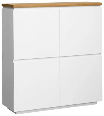 Produktbild von Modernes Highboard DALTON Eiche Weiß 4 Türen grifflos geölt 120x120 cm