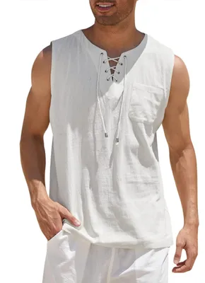 Produktbild von Henley-Tanktop – Baumwoll-Trägertop – Weiß