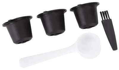 Image de Lot de 3 capsules de café réutilisables pour la maison, capsules rechargeables, compatibles avec Nespresso (noir)