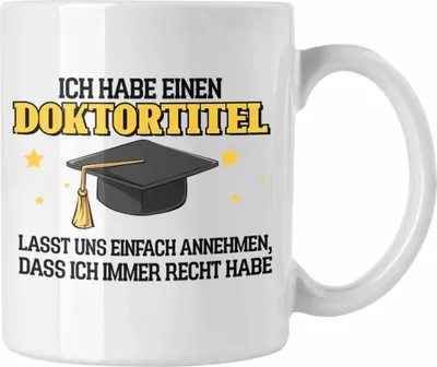 Produktbild von Trendation - Lustige Tasse Doktortitel Bestanden- Geschenk Bestandene Prüfung (Weiß)