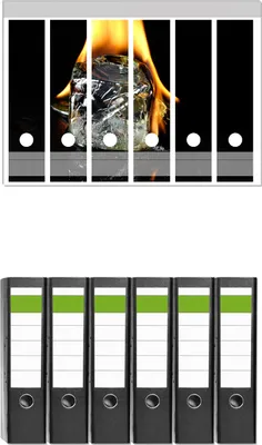 Produktbild von Wallario 6 Stück breite Ordner inkl. Klebeetiketten mit Motive Brennender Eiswürfel -  Set mit Rückenschildern / Ordnerrücken Stickern