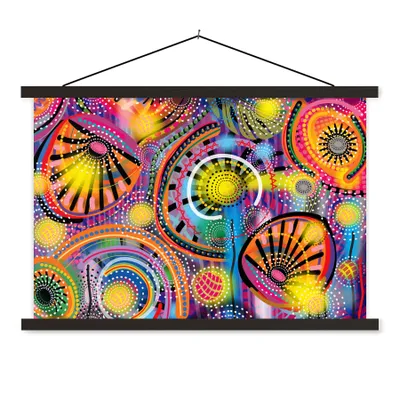 Produktbild von MuchoWow® Textilposter Formen - Kunst - Muster - Psychedelisch 60x40 cm mit schwarzem Rahmen - Hölzernes