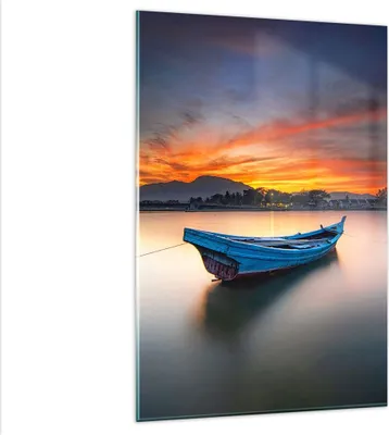 Produktbild von Bilder auf glas - Einteilig - Westen Sonne Boot - 80x120cm - Glasbilder - Wandbilder - Bilder - zum Aufhängen bereit - Wanddekoration aus Glas - Glas Bilder - Wandbild auf Glas - GPA80x120-4791