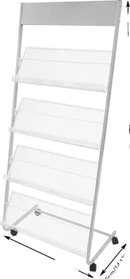 Obrázek produktu pro Stojan na časopisy, 4stupňový design, odolná kovová konstrukce, stříbrný