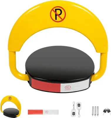 Parkplatzsperre, automatisches Parkschloss, 30 m Fernbedienung & Schlüssel, automatischer Alarm, wasserdicht, gelb