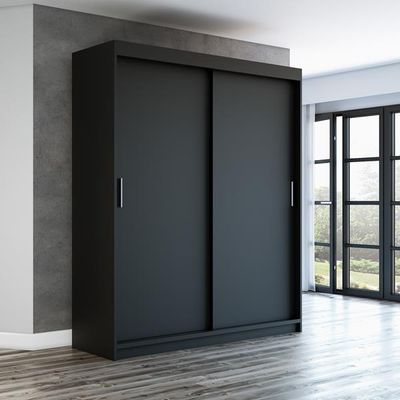 Schwebetürenschrank, 2-türig Schrank! Moderne Garderobe für Kleidung. Verschiedene Farben (Weiß, Schwarz, Somona) Kleiderschrank PAX 180 cm