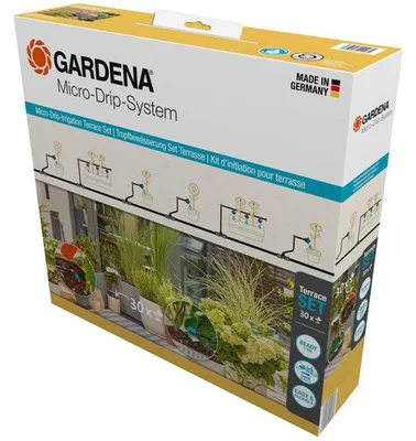 Immagine prodotto di Kit di avviamento per irrigazione automatica da esterno GARDENA - Fino a 30 piante - Installazione semplice