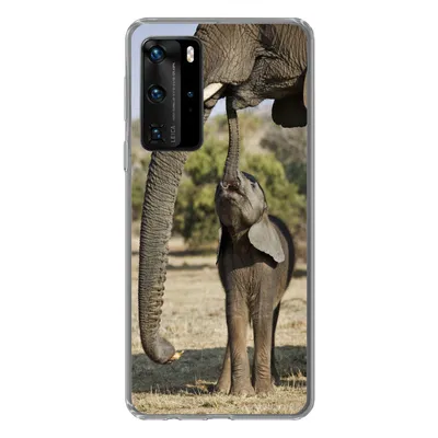 Produktbild von MuchoWow® Handyhülle Schutzhülle Hülle für Huawei P40 Pro Elefant - Tiere - Gras - Natur Silikon Softcase Handy Hülle - Schutz