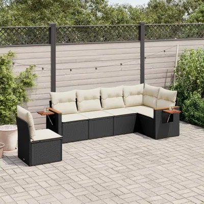 Produktbild von 6-tlg. Garten-Sofagarnitur mit Kissen Schwarz Poly Rattan 3226854