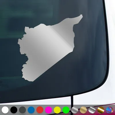 Produktbild von PantherPixel Syrien Aufkleber Umriss Karte Kontur Syria Sticker Auto Geschenkidee Farbe Silber