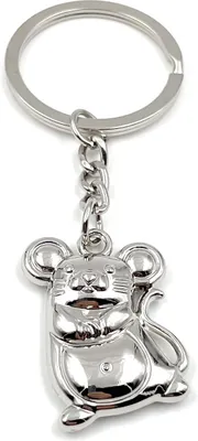 Zdjęcie produktu dla Onwomania mouse rat standing lucky charm key ring aluminiowe pudełko upominkowe, idealne na prezent