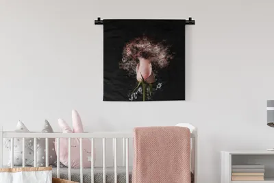 Produktbild von MuchoWow® Wandteppich Wandbehang Rosen - Blumen - Rosa 60x60 cm Tapisserie Dekoration Wandtuch - Dekorationen - Wand Decke