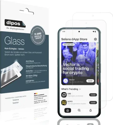 Produktbild von 2x Schutzfolie für Solana Seeker matt - Anti-Shock 9H Folie dipos Glass Kunststoffglas